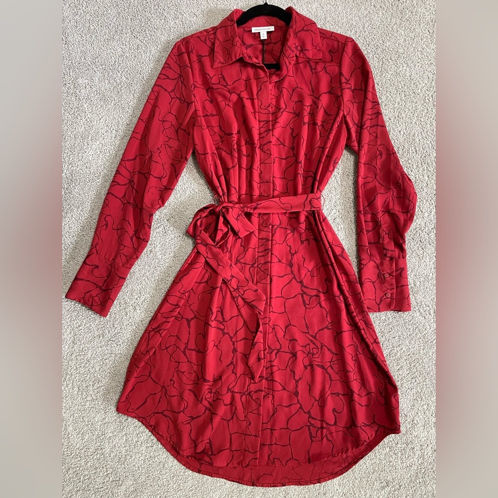 MIDI Button Down Red Dress